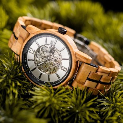Natural texture wooden mechanical watch - Image 5