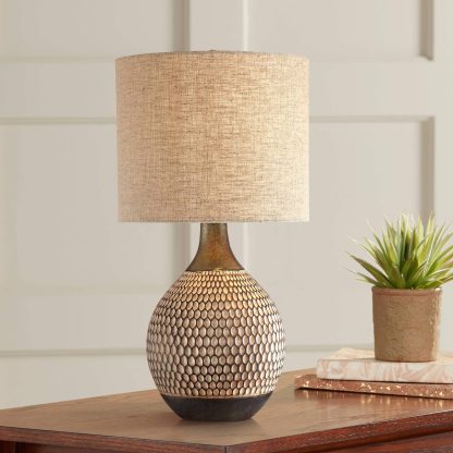 Vintage woven texture ceramic table lamp - Image 5