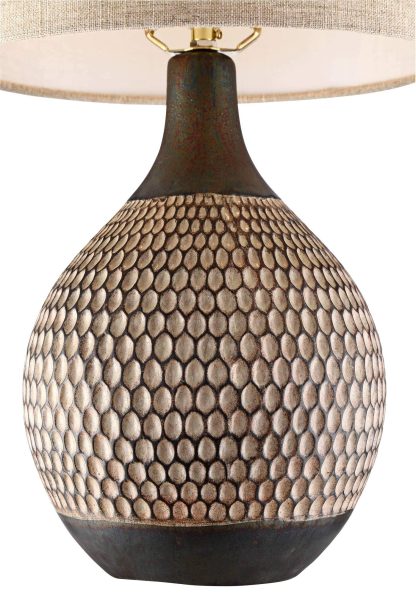 Vintage woven texture ceramic table lamp - Image 3