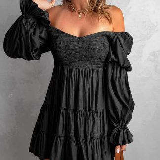 French retro off-the-shoulder dress