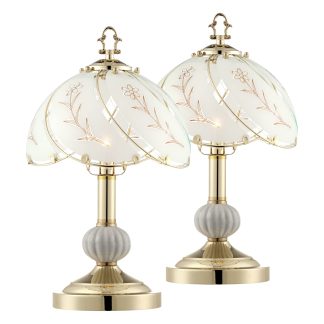 Vintage glass carved table lamp