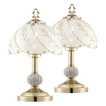 Vintage glass carved table lamp