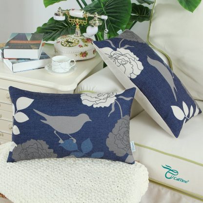 Bird and flower painting pillowcase