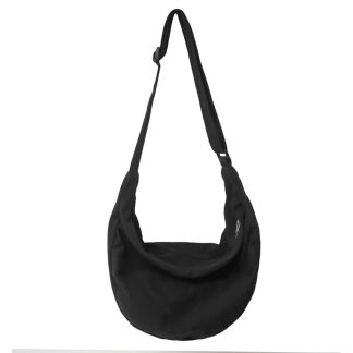 Simple and casual black canvas shoulder bag