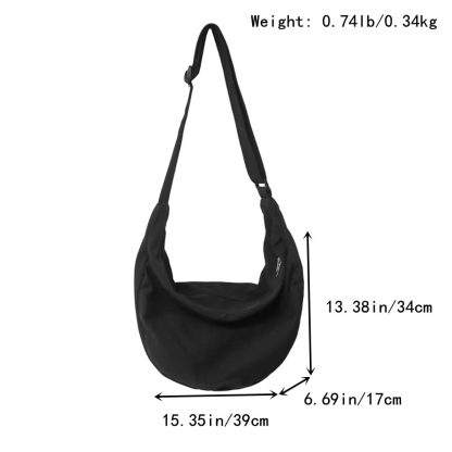 Simple and casual black canvas shoulder bag - Image 3