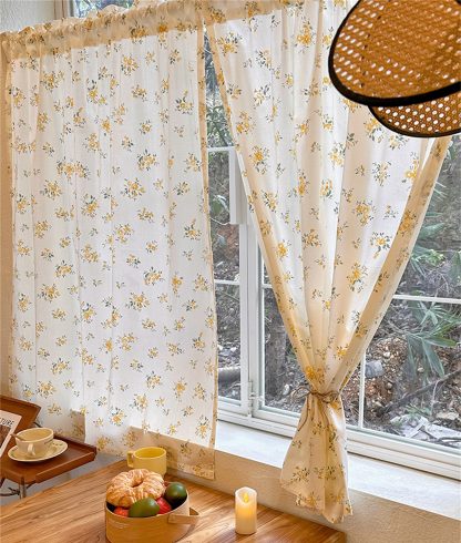 Floral translucent long curtain - Image 4