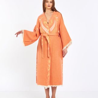 Hand-painted linen robe