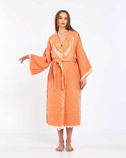 Hand-painted linen robe
