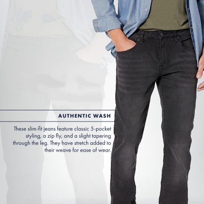 Men's black grey washed jeans - Image 4