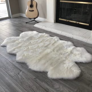 Pure white faux fur rug
