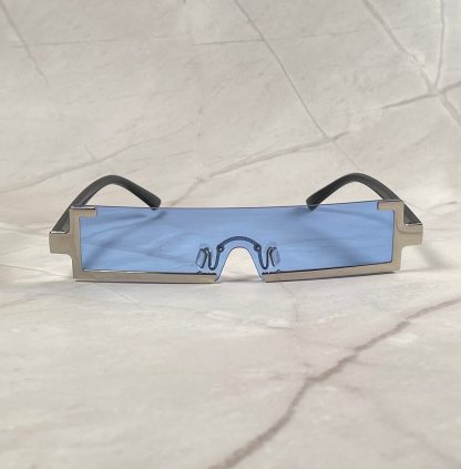 Futuristic metal square frame sunglasses