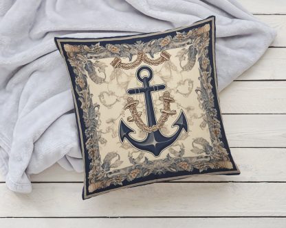 Ocean Style Anchor Pattern Pillow - Image 3