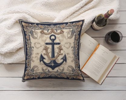 Ocean Style Anchor Pattern Pillow