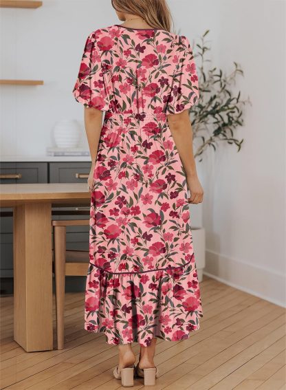 Floral Print V Neck Dress - Image 5
