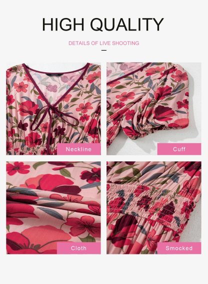 Floral Print V Neck Dress - Image 3