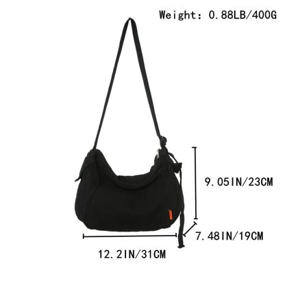 Simple and versatile black canvas shoulder bag - Image 3