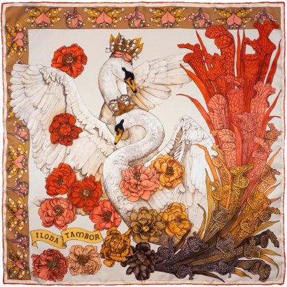 Swan Lake Pattern Silk Square Scarf - Image 7