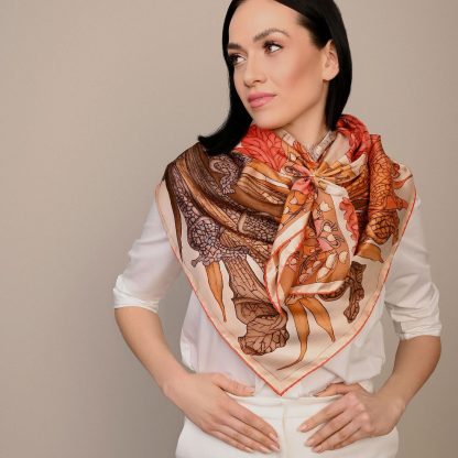 Swan Lake Pattern Silk Square Scarf - Image 2