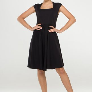 Black Square Neck Sleeveless Dress