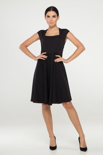 Black Square Neck Sleeveless Dress