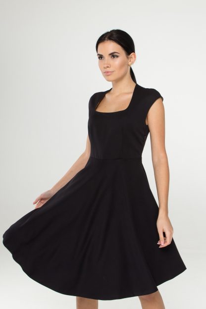 Black Square Neck Sleeveless Dress - Image 4