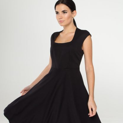 Black Square Neck Sleeveless Dress - Image 2