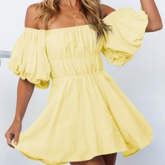 Off-shoulder puff sleeve dress