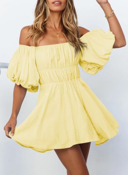 Off-shoulder puff sleeve dress