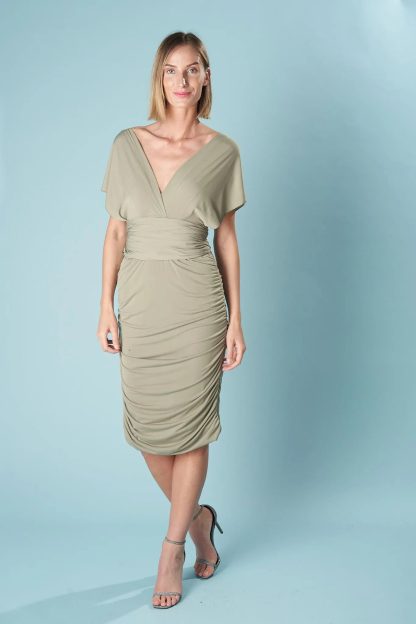 Batwing Sleeve Deep V Dress