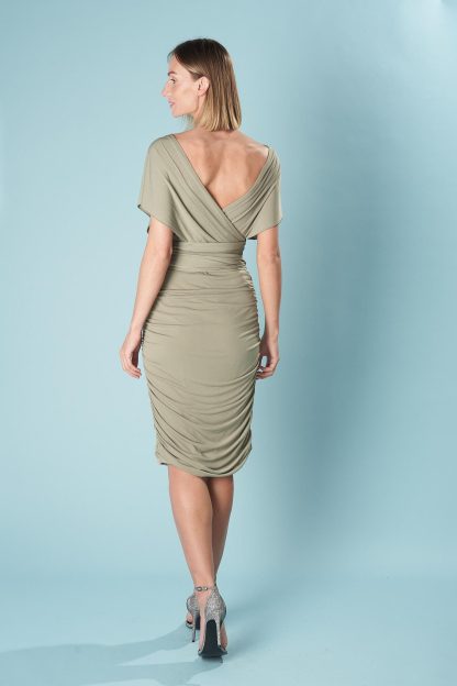 Batwing Sleeve Deep V Dress - Image 4