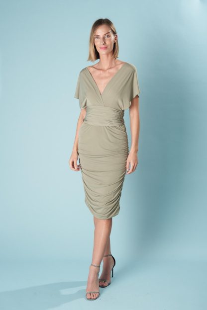 Batwing Sleeve Deep V Dress - Image 2