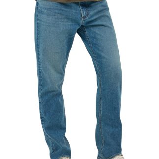 Men's classic straight washed jeans