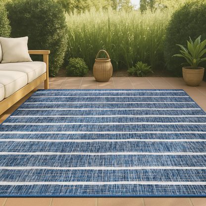 Ocean Striped Outdoor Woven Rug - Image 7