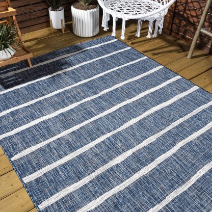 Ocean Striped Outdoor Woven Rug - Image 6