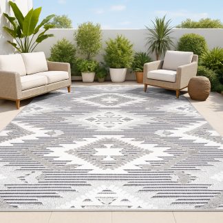 Geometric ethnic style outdoor woven carpet