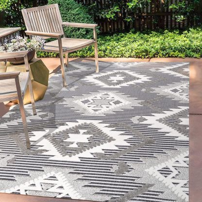 Geometric ethnic style outdoor woven carpet - Image 7