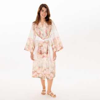 Printed silk robe