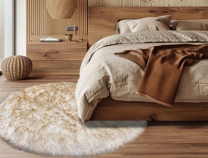 Super soft faux sheepskin round rug - Image 5