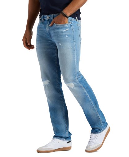 Distressed washed straight jeans - Image 3