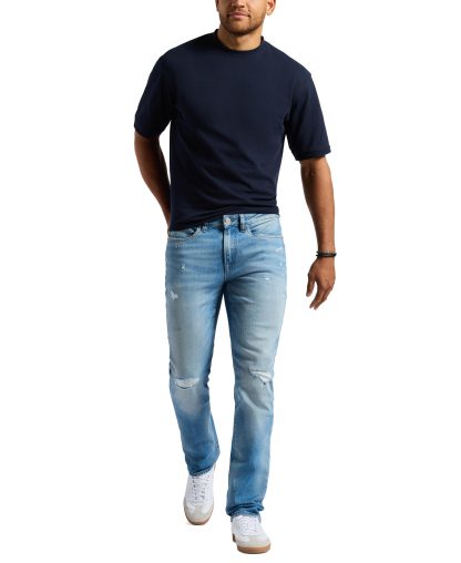 Distressed washed straight jeans - Image 2