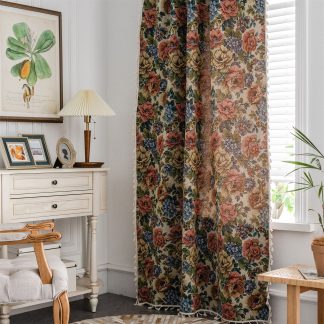 Vintage rose print curtains
