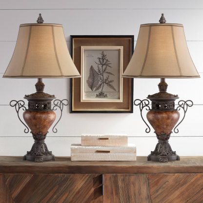 Vintage carved iron table lamp - Image 6