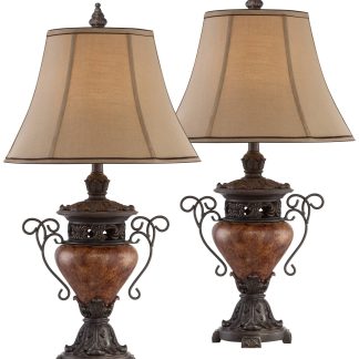 Vintage carved iron table lamp