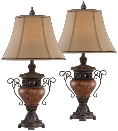 Vintage carved iron table lamp