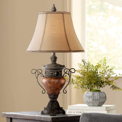 Vintage carved iron table lamp - Image 2