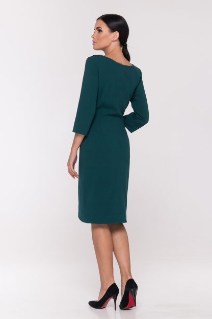 Dark green asymmetric pleated dress - Image 4