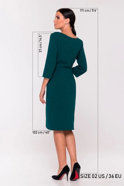 Dark green asymmetric pleated dress - Image 2