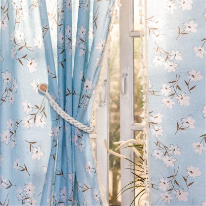 Light blue floral curtains - Image 7