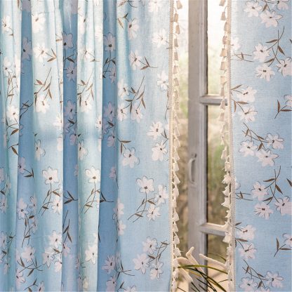 Light blue floral curtains - Image 6