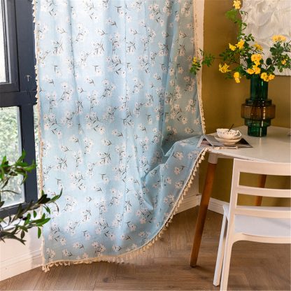 Light blue floral curtains - Image 5